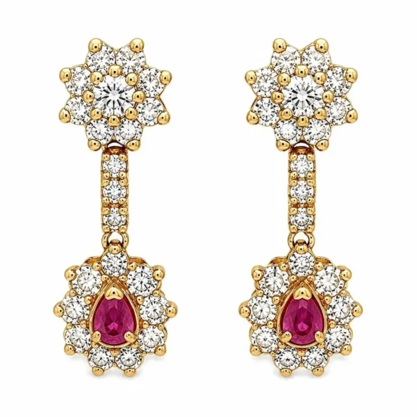 Floral Diamond Drop Earrings