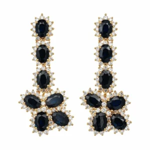 Sapphire Halo Drop Earrings