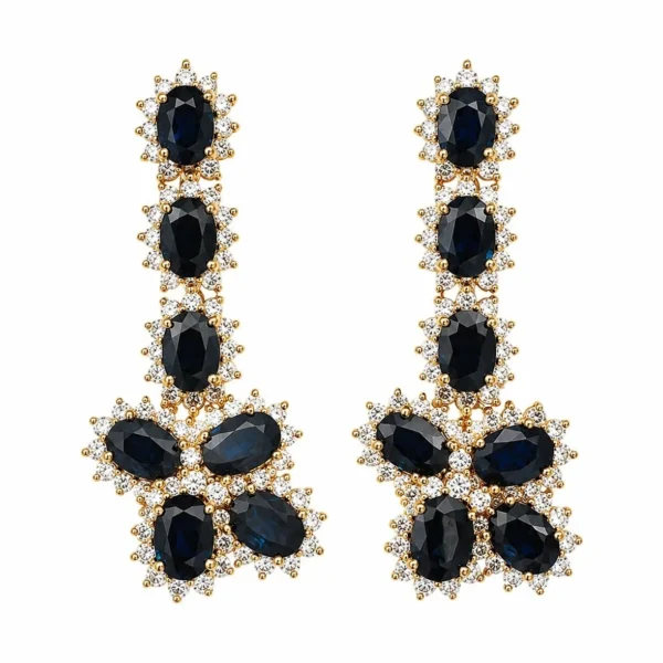 Sapphire Halo Drop Earrings