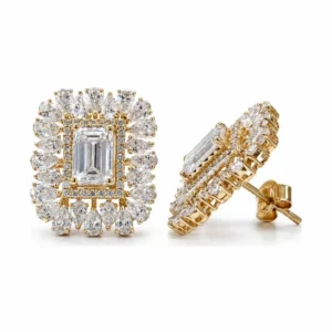 Emerald Cut Halo Earrings