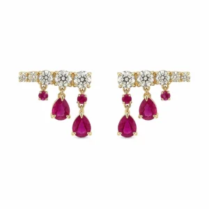Ruby Drop Diamond Earrings