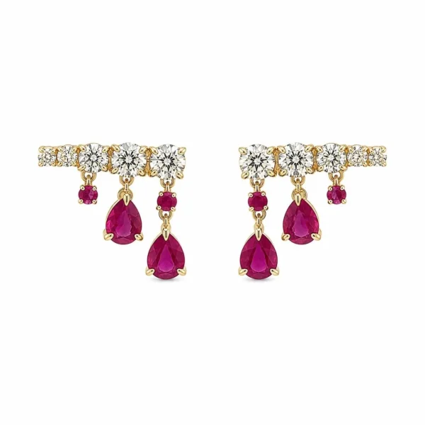 Ruby Drop Diamond Earrings