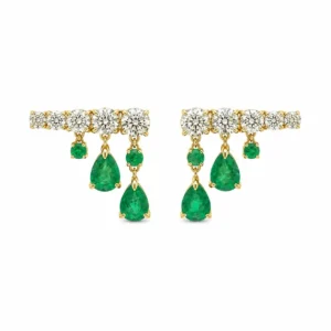 Emerald Drop Diamond Earrings