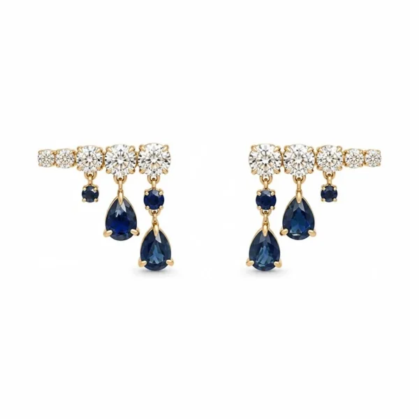 Sapphire Diamond Drop Earrings