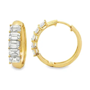 Emerald Cut Hoop Earrings