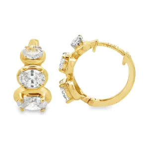 Oval Diamond Huggie Earrings