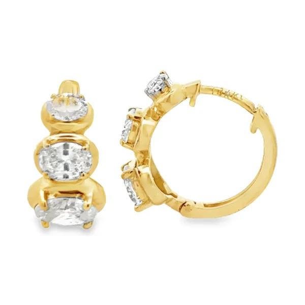 Oval Diamond Huggie Earrings
