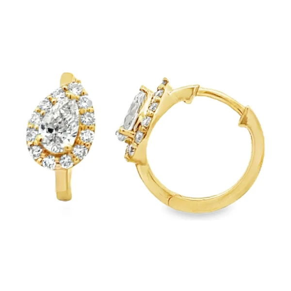 Pear Halo Huggie Earrings