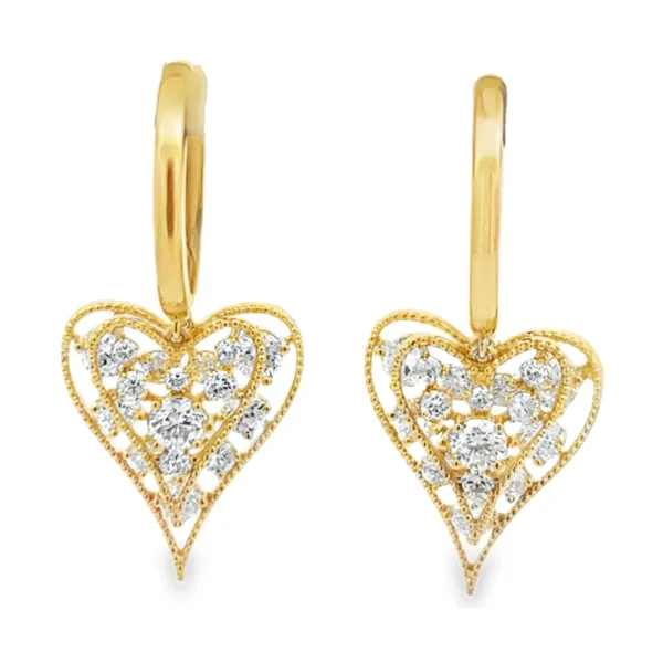 Heart Diamond Drop Earrings
