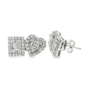 Asymmetric Diamond Stud Earrings