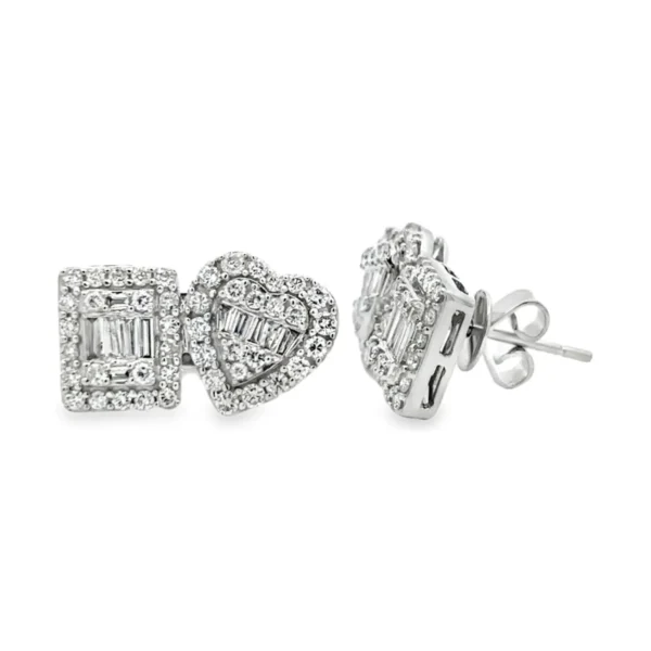 Asymmetric Diamond Stud Earrings