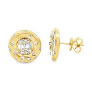 Round Diamond Cluster Earrings