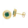 Emerald Halo Stud Earrings