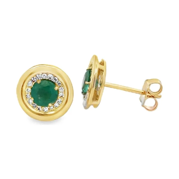 Emerald Halo Stud Earrings