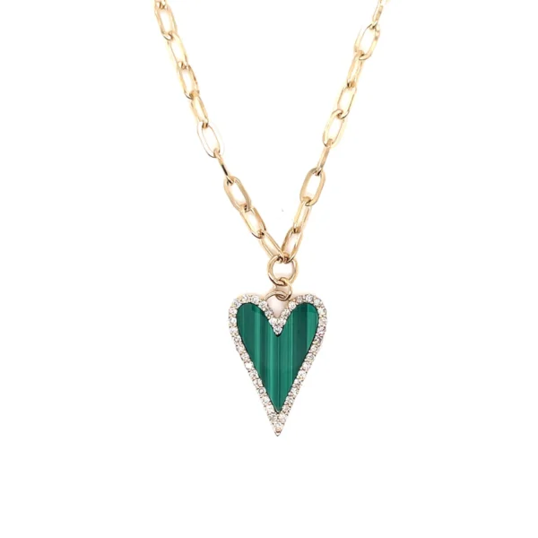 Heart Malachite Pendant Necklace
