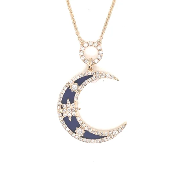 Enamel Crescent Moon Necklace