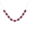 Oval Ruby Halo Necklace