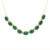 Oval Emerald Halo Necklace