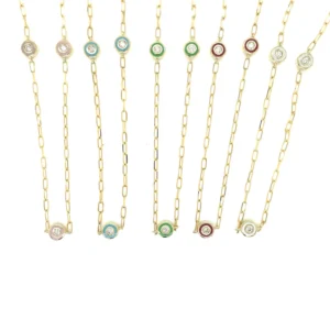 Enamel Diamond Station Necklace