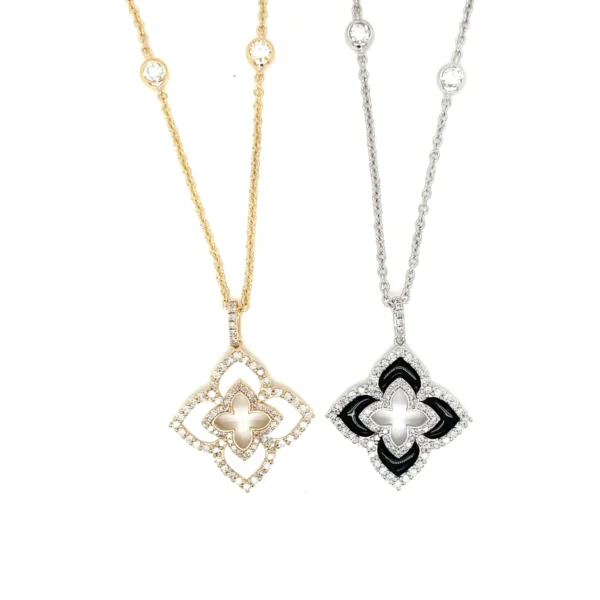 Enamel Diamond Motif Necklace