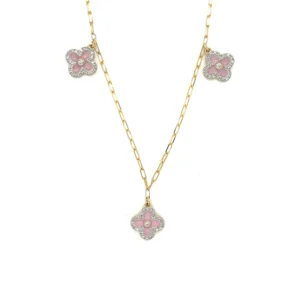Pink Enamel Flower Necklace