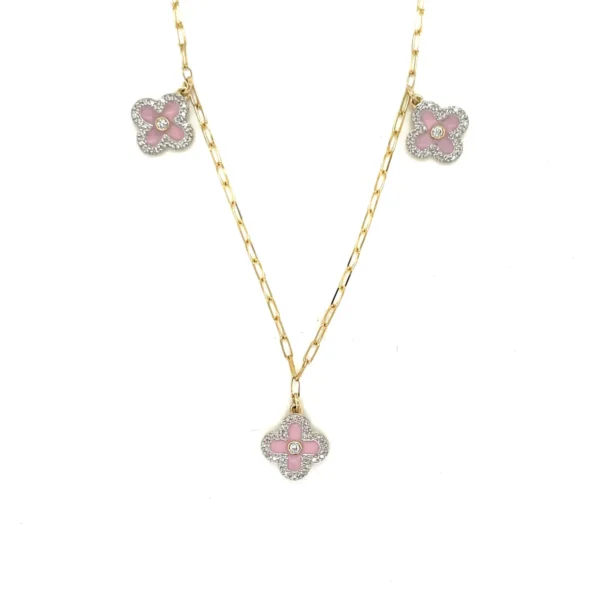 Pink Enamel Flower Necklace