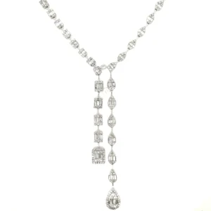 Diamond Y Drop Statement Necklace