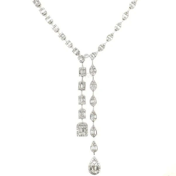 Diamond Y Drop Statement Necklace