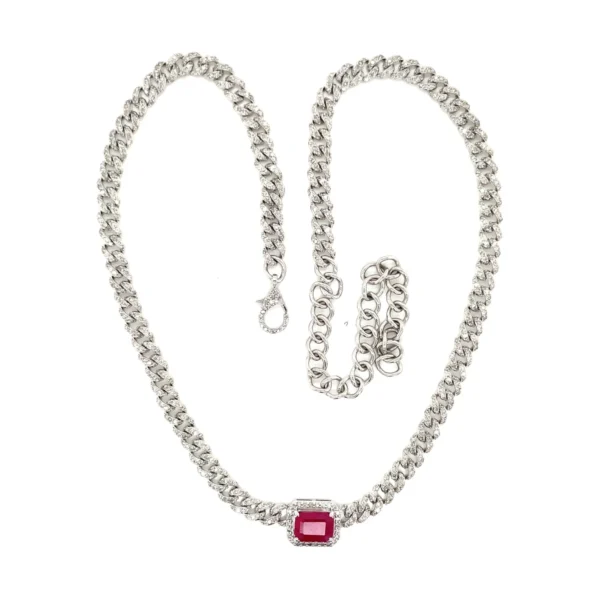 Ruby Diamond Link Necklace