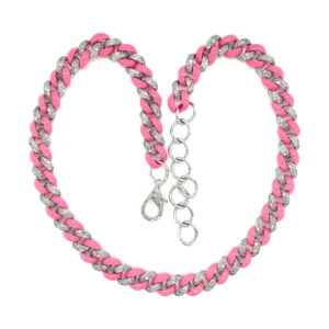 Pink Enamel Link Necklace