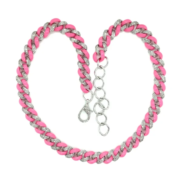 Pink Enamel Link Necklace
