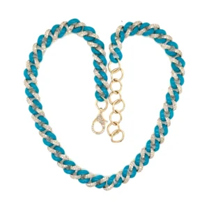 Turquoise Enamel Chain Necklace