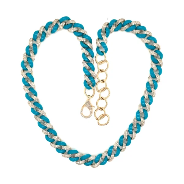 Turquoise Enamel Chain Necklace