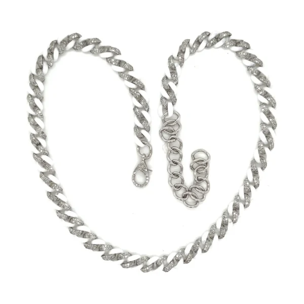 White Enamel Link Necklace