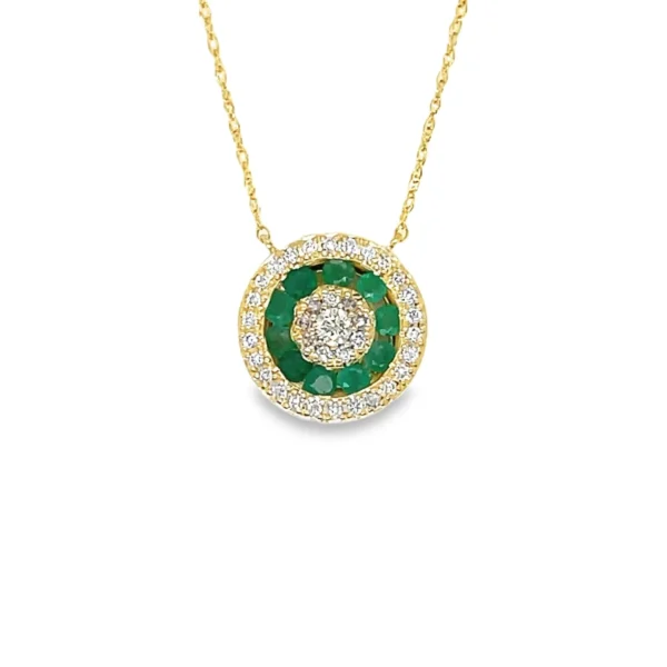 Emerald Diamond Halo Necklace