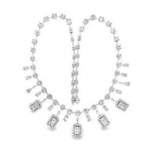 Diamond Cluster Fringe Necklace