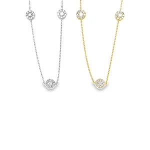 Diamond Halo Station Necklace