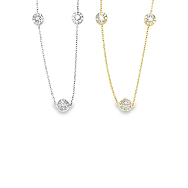 Diamond Halo Station Necklace