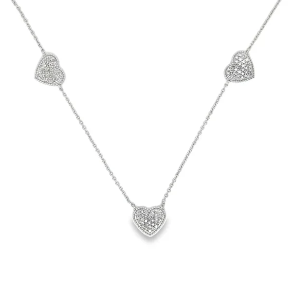 Heart Diamond Station Necklace