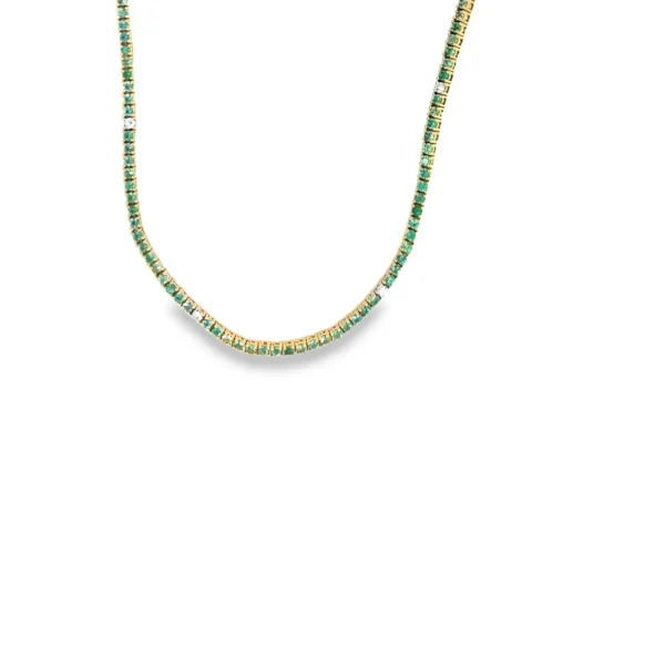 Emerald Diamond Tennis Necklace
