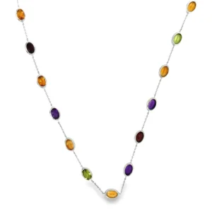 Multicolor Gemstone Station Necklace