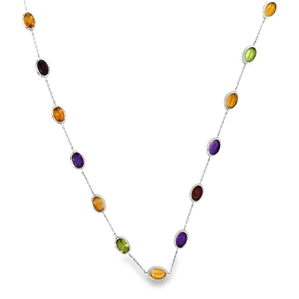 Multicolor Gemstone Station Necklace