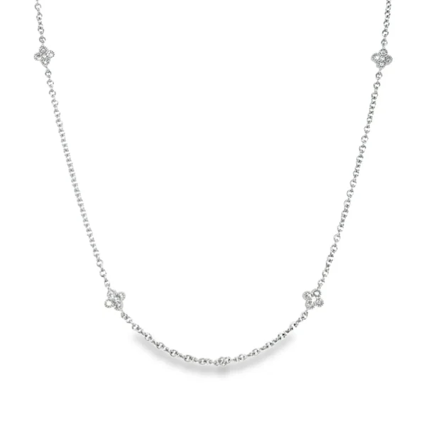 Diamond Floral Station Necklace