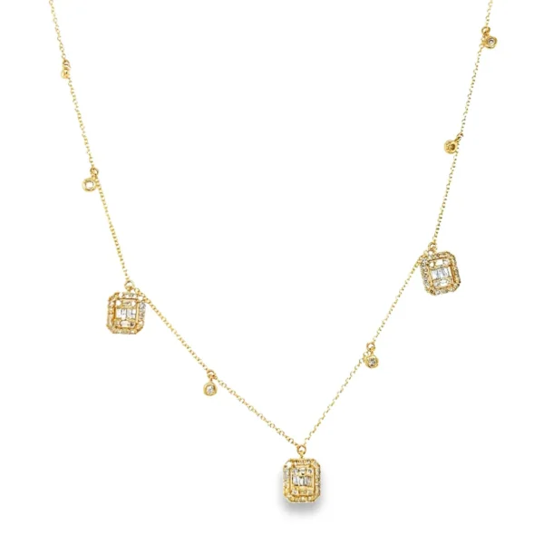 Diamond Station Cluster Necklace