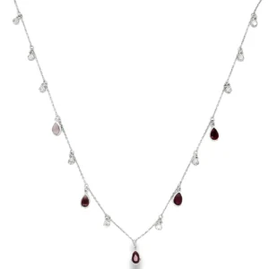 Ruby Teardrop Station Necklace