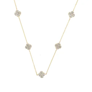 Floral Diamond Station Necklace