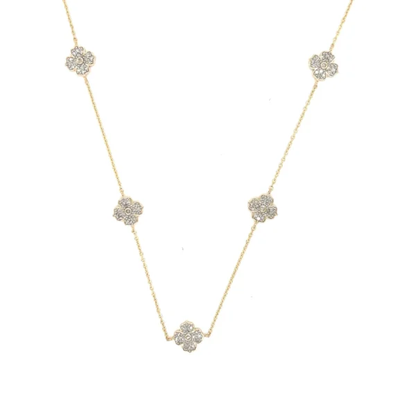 Floral Diamond Station Necklace