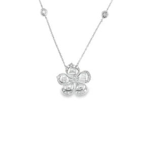 Floral Diamond Pendant Necklace