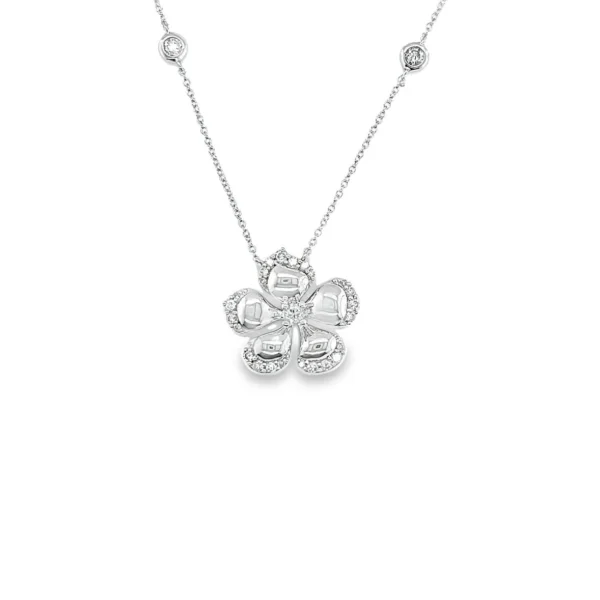 Floral Diamond Pendant Necklace