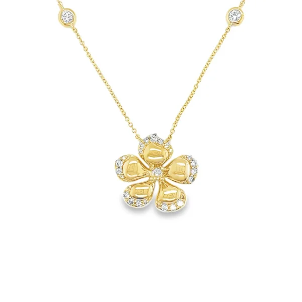 Floral Diamond Pendant Necklace